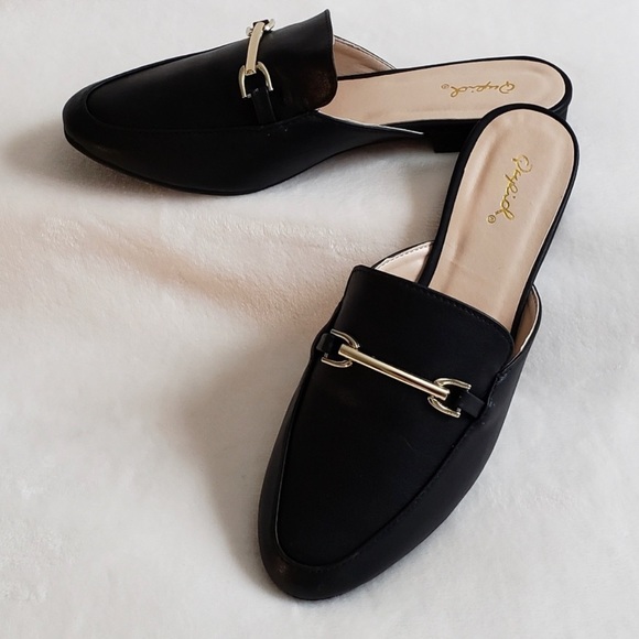 black loafer mules